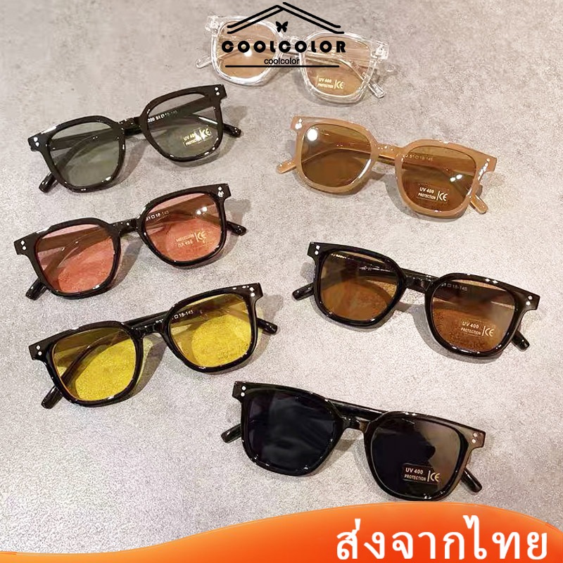 ในไทย แว่นตากันแดดUV400เลนส์สียอดนิยมสีชากล่องสี่เหลี่ยมสําหรับทุกเพศหลายสีให้เลือกคุณภาพสูงอินเทรน​ด์