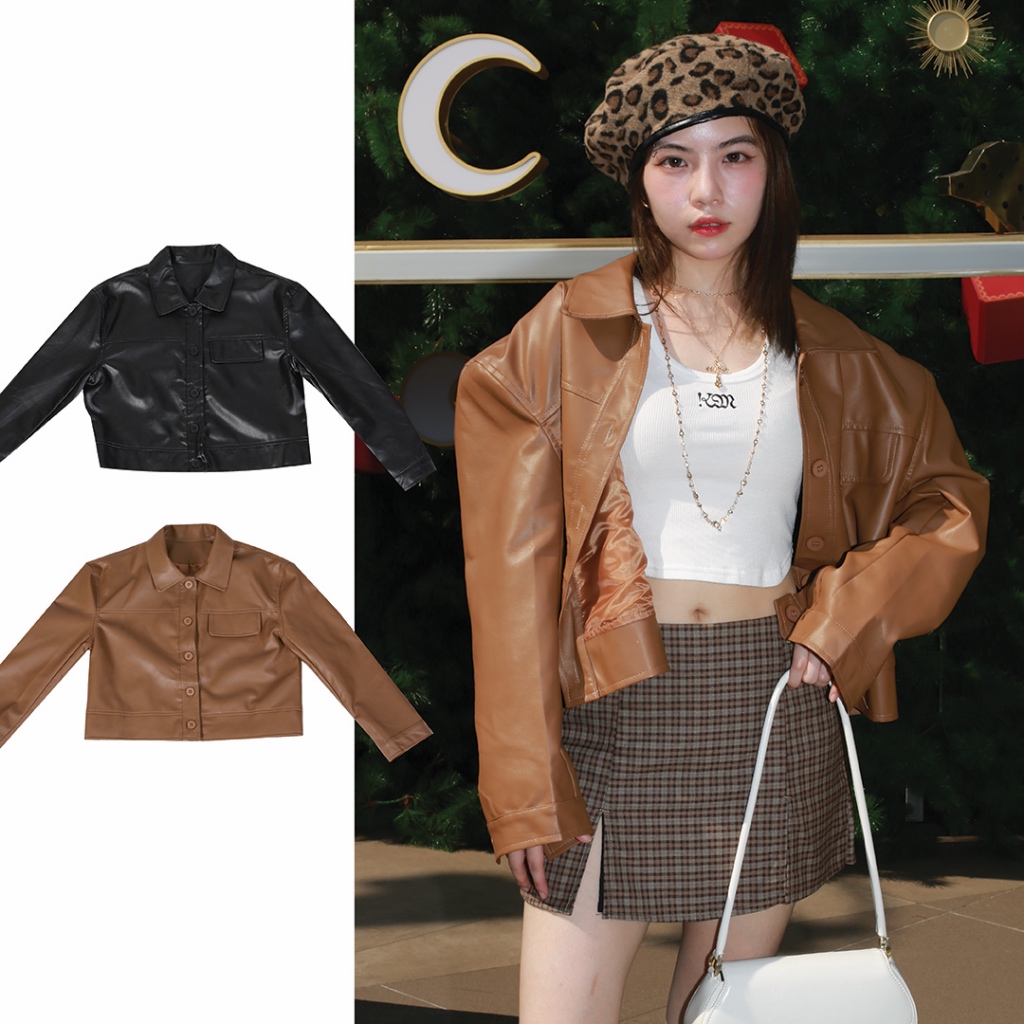 kome.girls เสื้อแจ็คเก็ตหนัง รุ่น Harper jacket