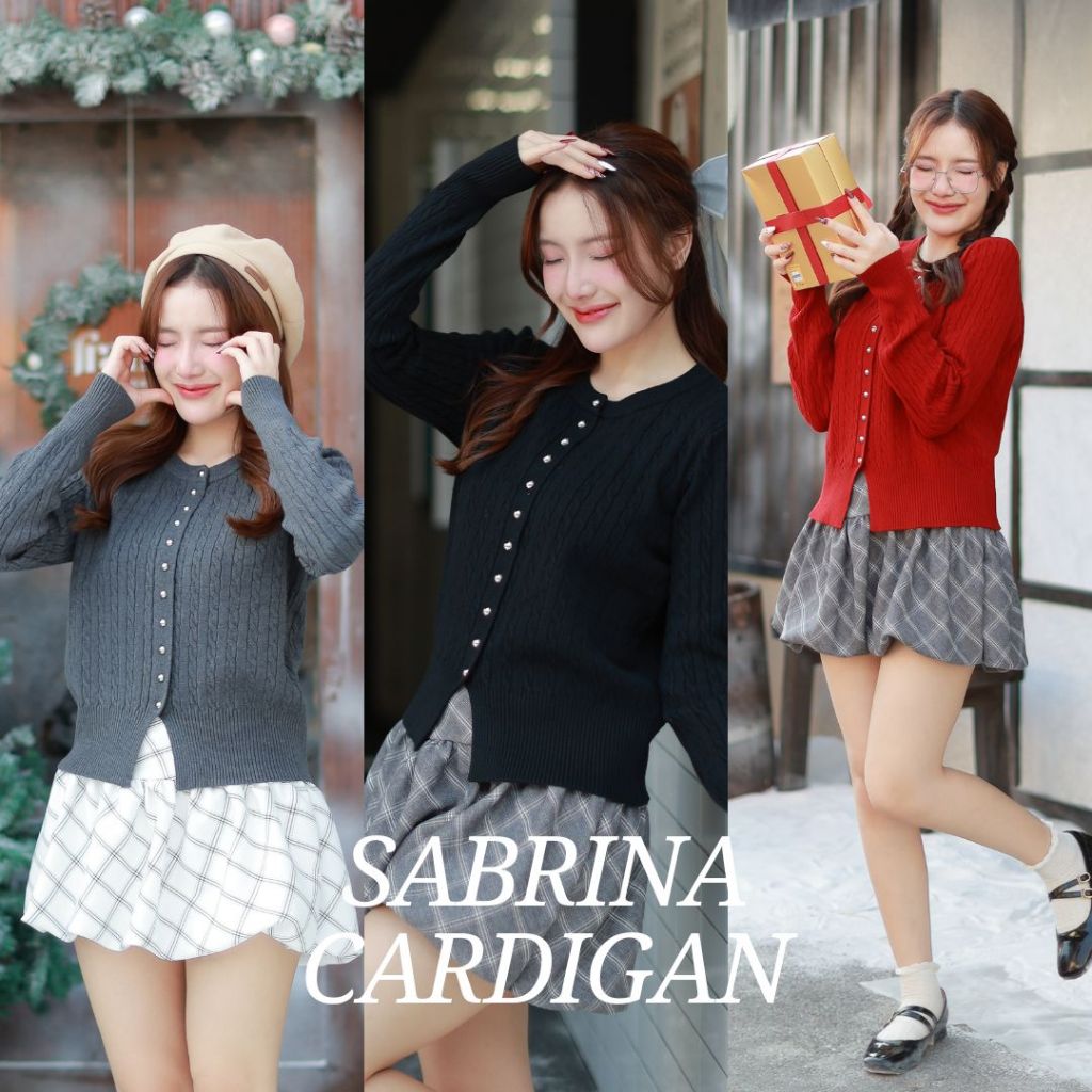 (สีดำ 1 ตัวสุดท้าย) shatamps sabrina cardigan เสื้อไหมพรมแขนยาว คาร์ดิแกน