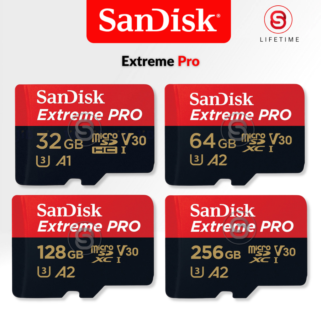 SanDisk Extreme Pro Micro SD Card 5K SDXC 32GB 64GB 128GB 200/90MB/s (SDSQXCD) เมมโมรี่ Gopro Drone