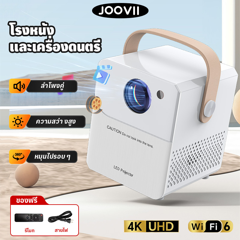 โปรเจคเตอร์ 4K HD projector Android 9.0 160 ANSI ลูเมน ลำโพงในตัว 5W มินิโปรเจคเตอร์ WIFI 1080P พร้อมแอพ Netlfix/Youtube