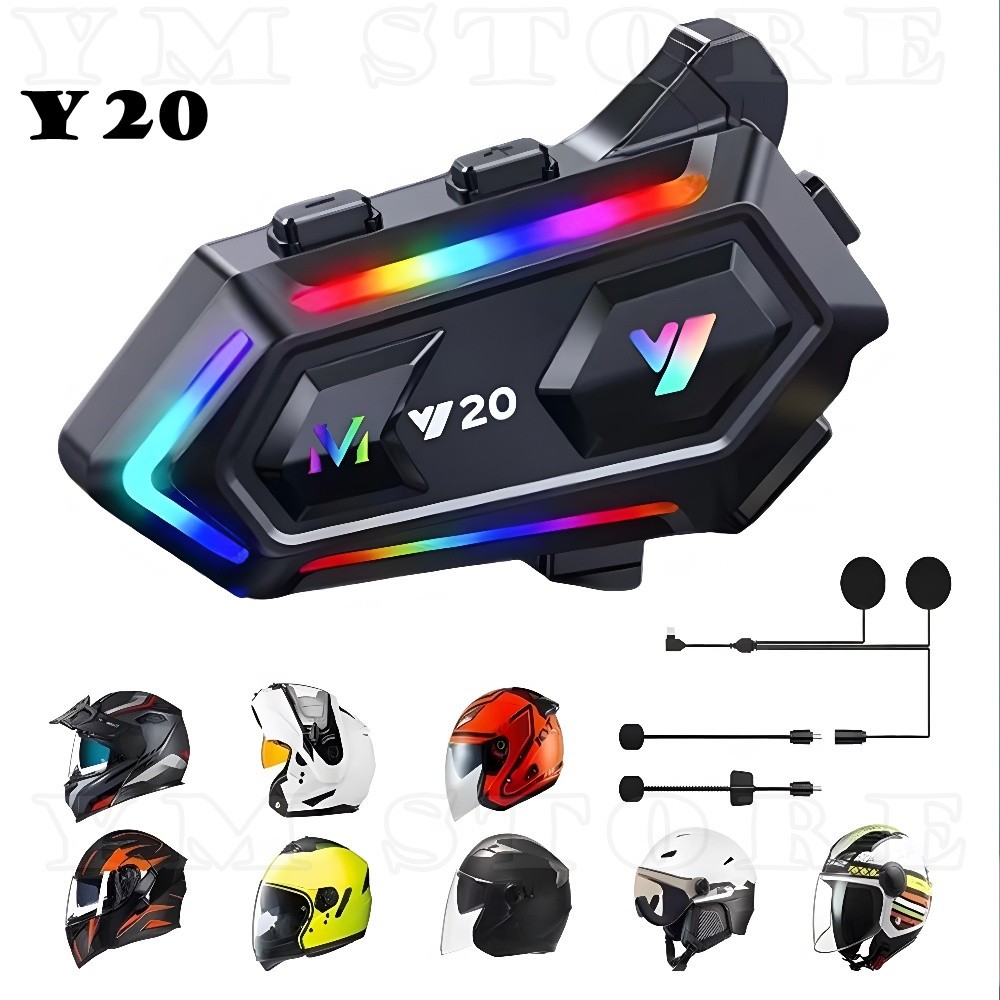 จัดส่งแล้ว🔥หูฟังบลูทูธ 5.3 หมวกกันน็อค Y20 พร้อมไฟ RGB หลากสี หูฟังควบคุมสายไร้สายกันน้ำ เสียงเบสหนักแน่น และเอฟเฟกต์เสี