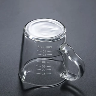 แก้วตวงสองปาก หูจับ 70ml ทนความร้อน แก้วตวงกาแฟ แก้วมีสเกล ถ้วยตวง แก้วช็อต อุปกรณ์ทำกาแฟ ไซรัป แก้วคาเฟ่ ตวงนม ตวงชา