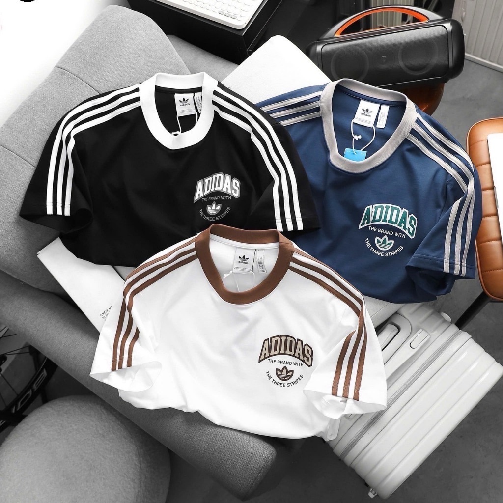 299฿เสื้อยืด ADIDAS คอกลมแขนสั้นด้านหน้าสกรีนโลโลโก้ ADIDAS THE BRAND WITH เนื้อผ้า cotton