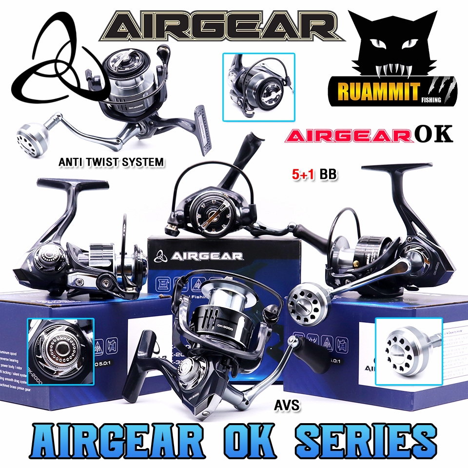 รอกตกปลา รอกสปินนิ่ง AIRGEAR OK 1000/2000/3000/4000 by BPO