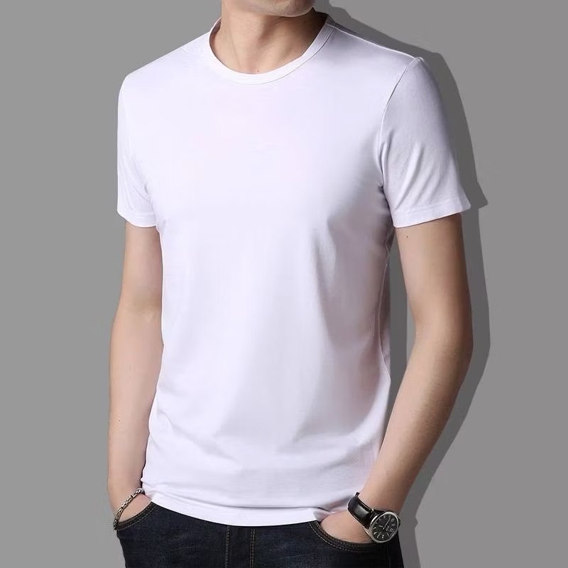 พร้อมส่ง เสื้อผ้าแฟชั่นผู้ชาย เสื้อแขนสั้นคอกลม สีพื้น ราคาถูก