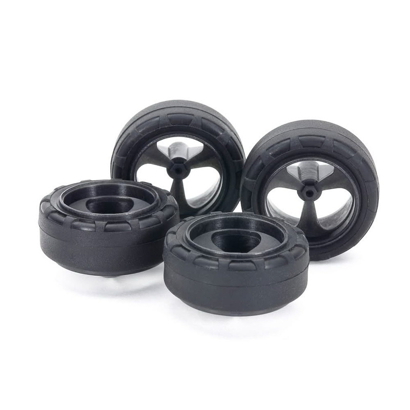 Tamiya 15541 SMALL DIA. LOW FRICTION NARROW TIRES (24mm) & CARBON WHEELS (3-SPOKE)