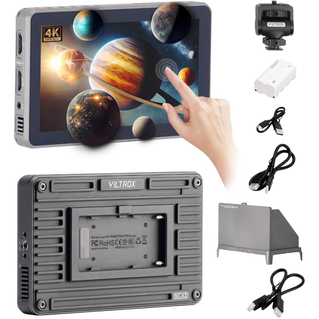 จอมอนิเตอร์ Viltrox DC-X2 (HDMI) ขนาด 6 นิ้ว FHD 2000 Nits Camera Monitor with Battery, Sunshade Hood ประกันศูนย์