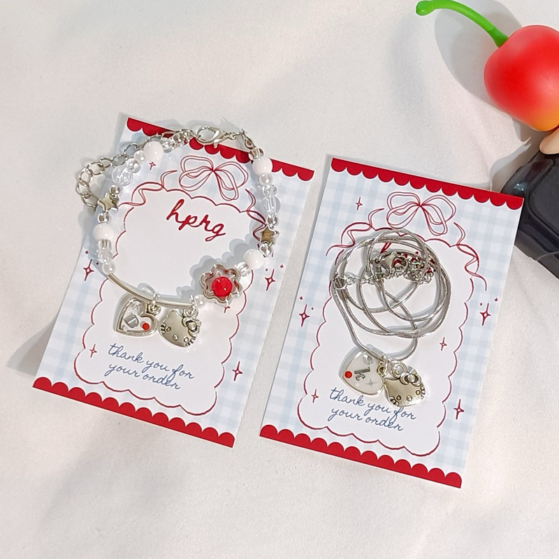 สร้อย+กำไลลูกปัด จี้คิตตี้ 🍎🐱 | ใส่อักษรได้ 1 ตัว A-Z | แจ้งทางแชท หรือข้อความถึงผู้ขาย