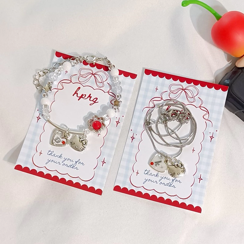 สร้อย+กำไลลูกปัด จี้คิตตี้ 🍎🐱 | ใส่อักษรได้ 1 ตัว A-Z | แจ้งทางแชท หรือข้อความถึงผู้ขาย