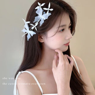 COD-ในไทย💖กิ๊บหนีบผม รูปผีเสื้อ สีขาว ย้อนยุคหวาน คลิปด้านข้าง นักเรียนสำหรับผู้หญิง เครื่องประดับผมแฟชั่น-kri