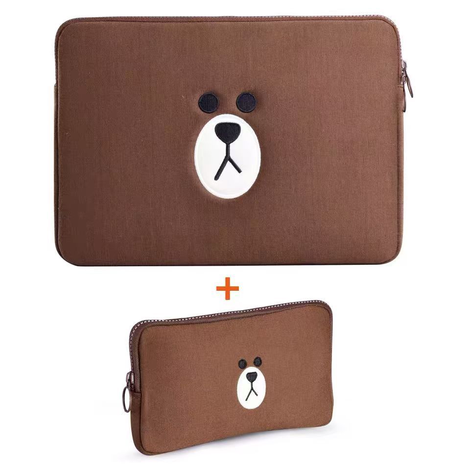 ⭐️พร้อมส่ง⭐️หมีสีน้ำตาล กระเป๋าคอมพิวเตอร์ การ์ตูน กระเป๋าถือ Laptop Bag Cartoon กระเป๋าสะพาย Sleeve Bag with charge bag