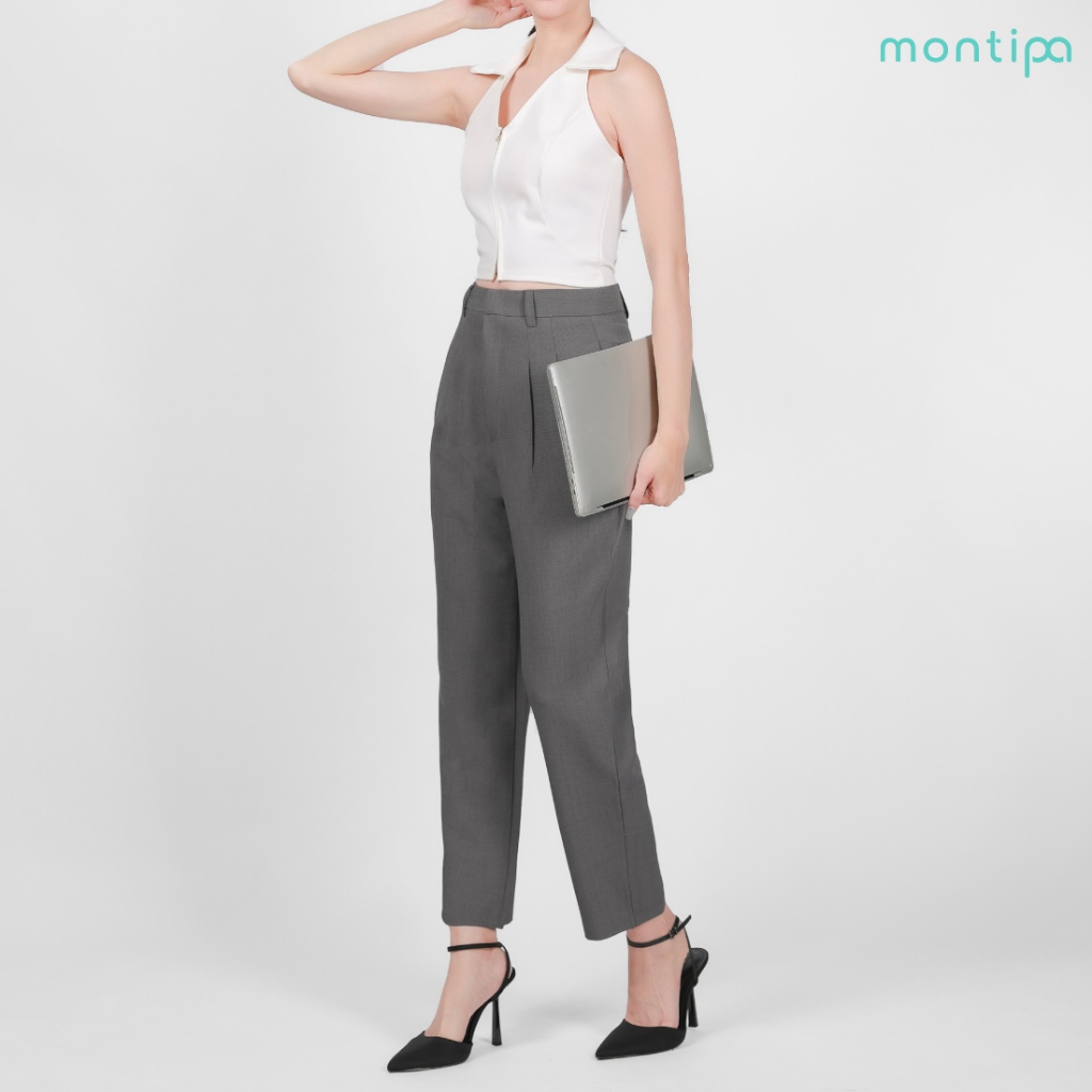 Montipa กางเกงทรงสอบ ซิปหน้า ดีเทลแต่งจีบด้านหน้า ผ้า Comfort 4CPSZ14 ราคา ถูกที่สุด ดีลบีเคเค แกลเลอรีภาพที่ 2