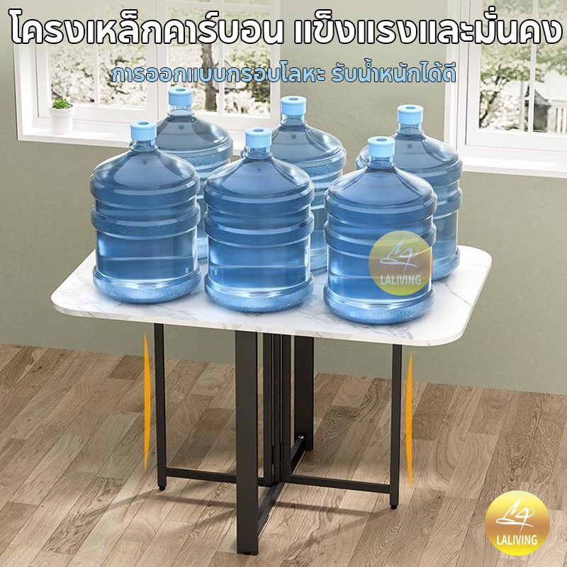โต๊ะทานข้าวพับเก็บ 140/120/100CM โต๊ะอาหารหินอ่อน สไตล์โมเดิร์น สามารถนั่งได้ 8 คน ขาเหล็กหนา - รูปที่ 3