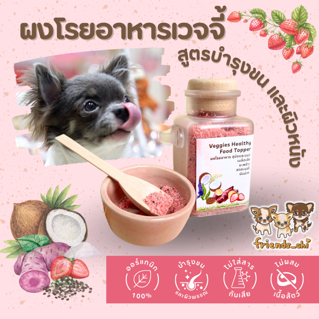 ผงโรยอาหารเวจจี้ Veggies Healthy Food Topper ไม่มีส่วนผสมของเนื้อสัตว์ สูตรบำรุงขนและผิวหนัง