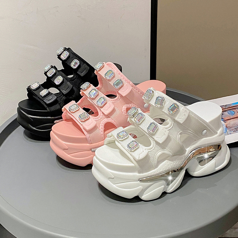 JSY - 10.5cm รองเท้าแตะส้นสูงของผู้หญิง รองเท้าแตะแฟชั่น พื้นหนา แต่เพียงผู้เดียว 314