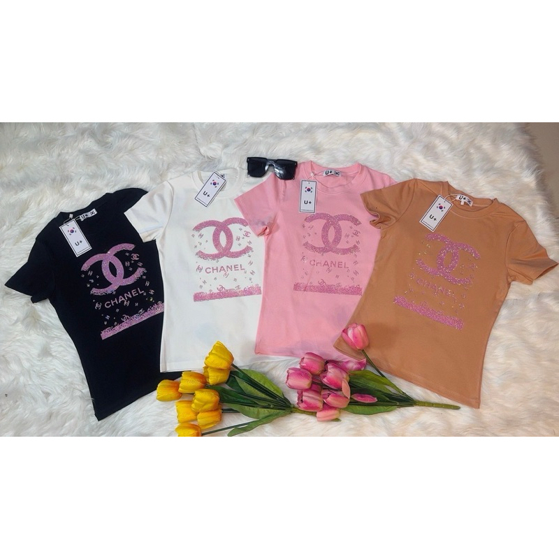เสื้อยืดครอปตัวยาว รวมรุ่นขายดี งานปัง รีดเพชรสวยผ้าดีมาก U+p
