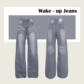 กางเกงยีนส์ขากระบอกใหญ่ อัดยับหน้า-หลัง รุ่น Wake-up Jeans