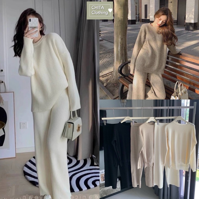 • แอร์พอร์ตเซ็ต เซ็ตไหมพรมเสื้อแขนยาว + กางเกงขายาว เนื้อผ้าร่อง ใส่สบาย ใส่เที่ยว ขึ้นเครื่องคือดีย์ไปอีก ✨