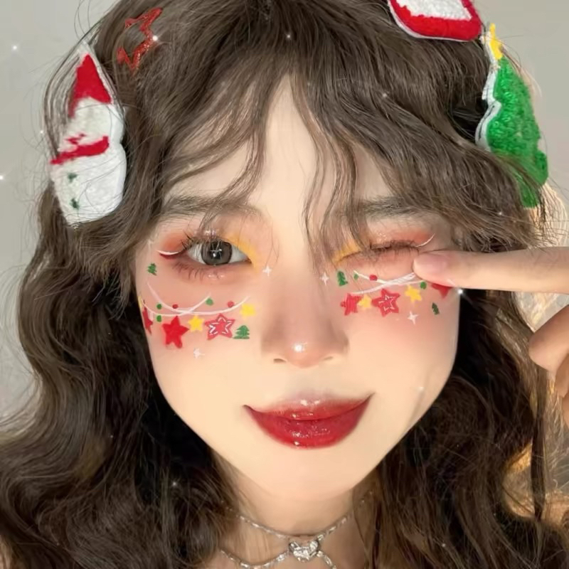 พร้อมส่ง สติ๊กเกอร์ แทททู แปะหน้าตกแต่งใบหน้า ใช้น้ำแปะได้เลยน้าา