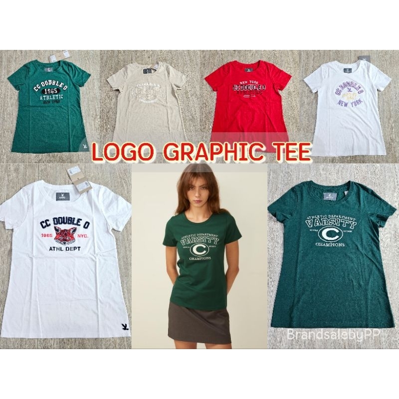 ลดราคา ป้าย690฿ เสื้อยืดผู้หญิงลายกราฟฟิก cc-oo แท้จากช็อป