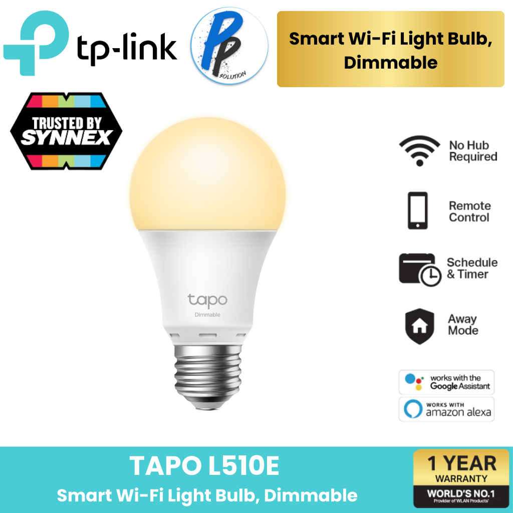 TP-Link Tapo L510E หลอดไฟอัจฉริยะ Warm White ขั้ว E27 Smart Wi-Fi Light Bulb ตั้งค่าเปิด/ปิดผ่านแอป สั่งการด้วยเสียงได้