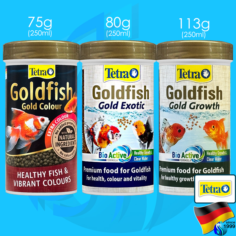 Tetra Goldfish Gold Colour / Exotic / Growth 250ml อาหารปลาทอง เร่งสี เร่งโต fish food อาหารปลาลอยน้ำ