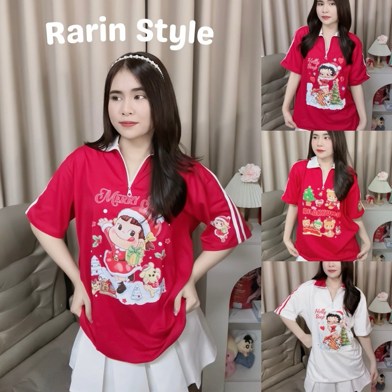เสื้อ Oversize คอปกซิป ผูกโบว์ ผ่าข้าง อก 44-46 ผ้า Cotton ใส่สบาย it’s my