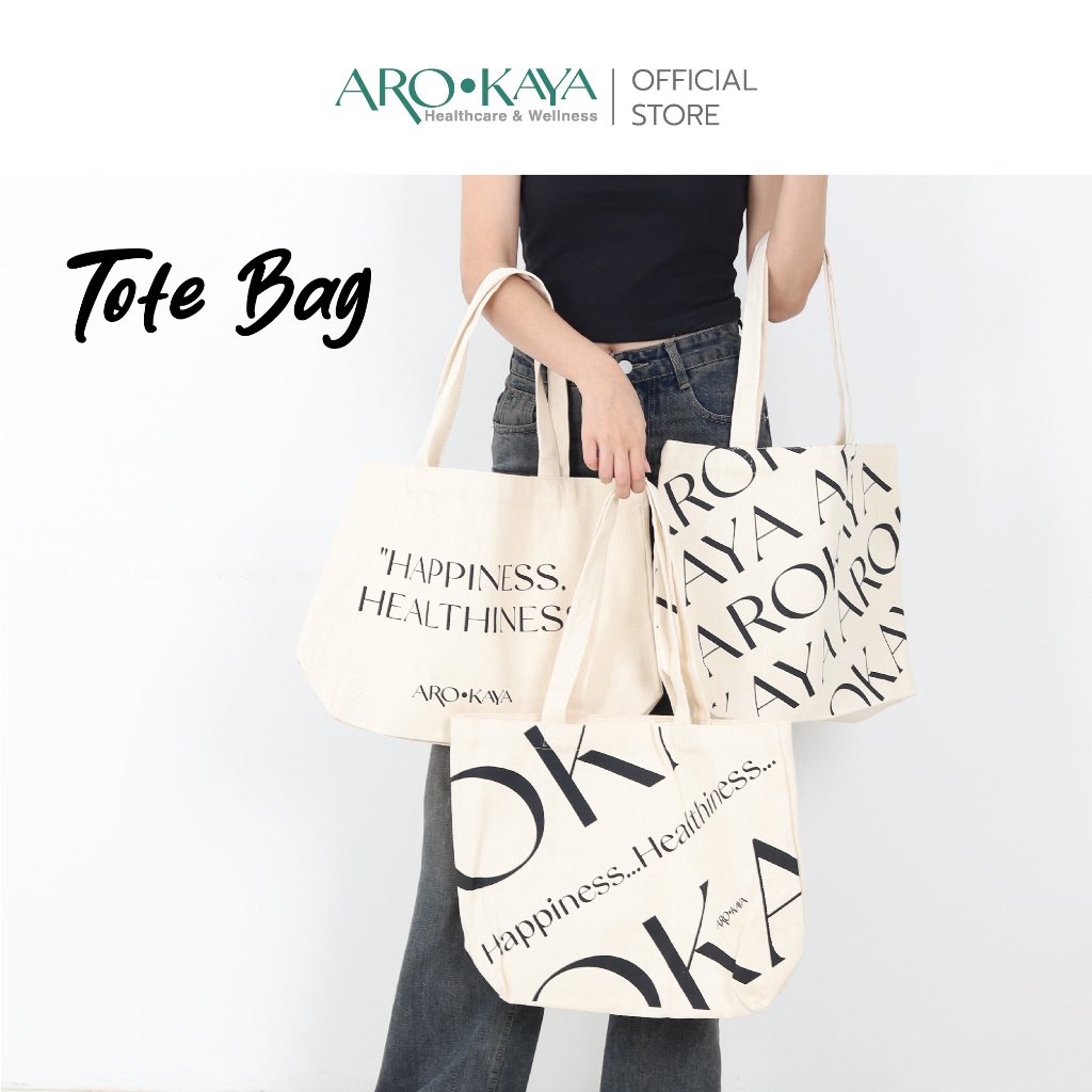 Arokaya Tote Bag Collection กระเป๋าผ้าอเนกประสงค์ กระเป๋าสะพายข้าง ใบใหญ่ จุของได้เยอะ  รุ่น AA1401