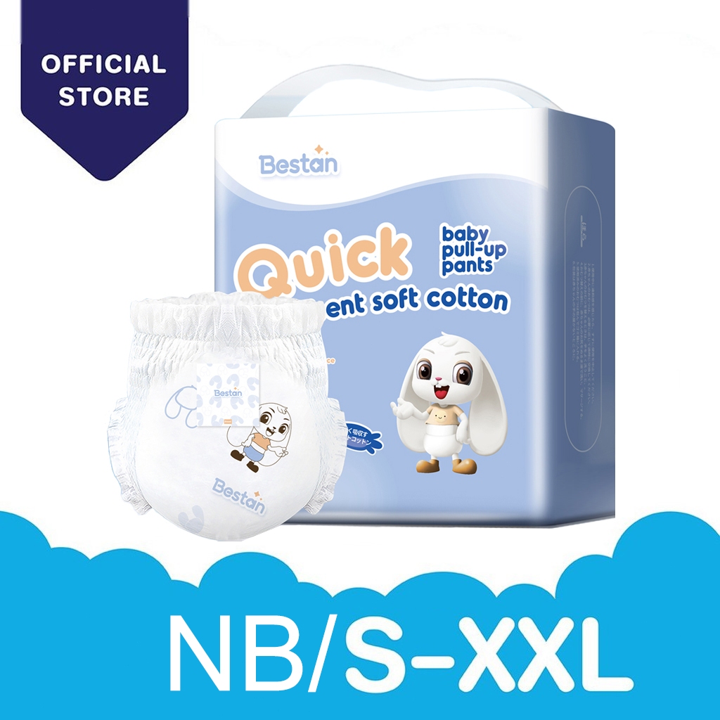 แพมเพิสเด็ก ซึมซับเร็ว Bestan Baby Pants สวมใส่สบาย ผ้าอ้อมเด็กสำเร็จรูป ไซส์ NB/S-3XL ไม่รั่วซึม ผ้าอ้อมแบบกางเกง