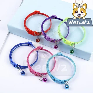 wen.W2 ปลอกคอสัตว์ มีกระดิ่งปรับได้ ปลอกคอแมว สุนัข กระดิ่งแมว