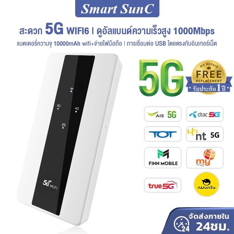 Pocket WIF 5G WiFi6 1000Mbps NT My Cat iแบบพกพาความเร็วสูงแบบดูอัลแบนด์ พาวเวอร์แบงค์ 10000mAh พร้อม 5G