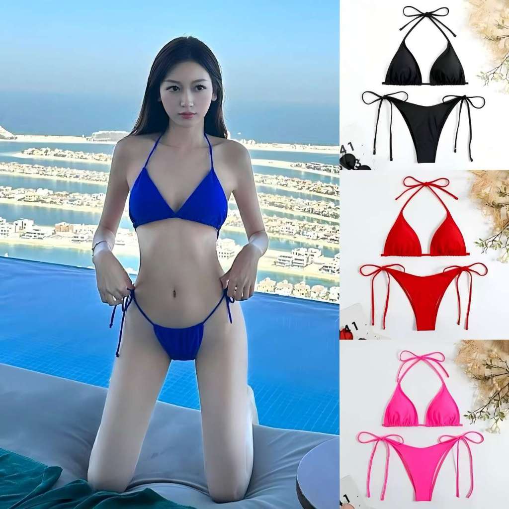 Swift Bra Sexy bikini ชุด บิกินี่ ทูพีช สายฝอ แบบผูกด้านข้าง สไตล์ยุโรปและอเมริกา เนื้อผ้าอย่างดี