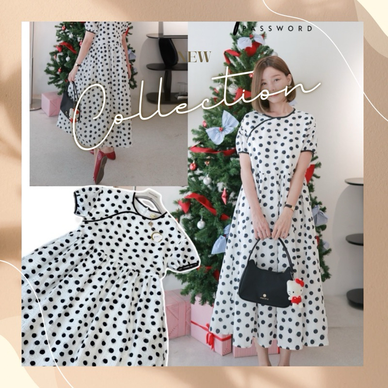 password เดรสผ้าลายจุดผ้านุ่ม