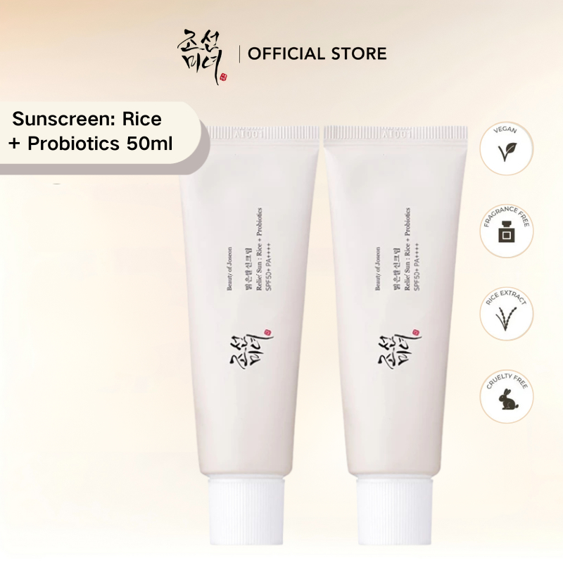 [2 ชิ้น] Beauty of Joseon Relief Sun:Rice + Probiotics 50ml บิวตี้ ออฟ โชซอน รีลีฟ ซัน:ไรซ์ +โพรไบโอติกส์พ
