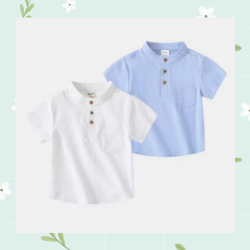 เสื้อคอจีน สีพื้น ผ้านิ่มใส่สบาย เสื้อคอจีนสำหรับเด็กผู้ชาย อายุตั้งแต่ 2-12ปี
