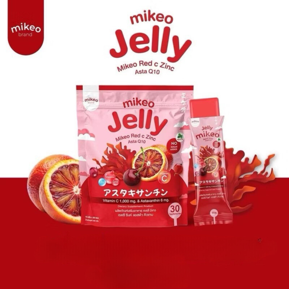 มิเกว เรดซี ซิงค์ แอสต้า คิวเท็น Jelly Mikeo Asta Q10 Red C Zine 1ห่อบรรจุ30 ซอง ซองละ15กกรัม เจลลี่