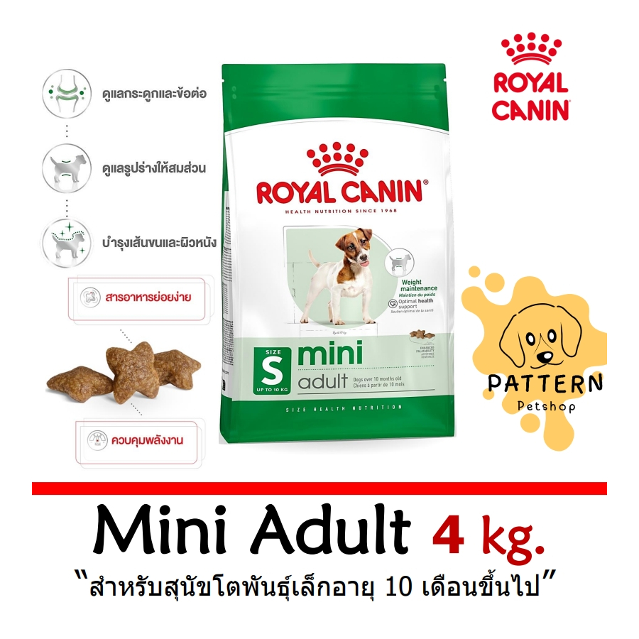 Royal Canin Mini Adult (ขนาด 4 kg.) อาหารสุนัขแบบเม็ด สำหรับสุนัขโตพันธุ์เล็กอายุ 10 เดือนขึ้นไป หมดอายุปี 2026