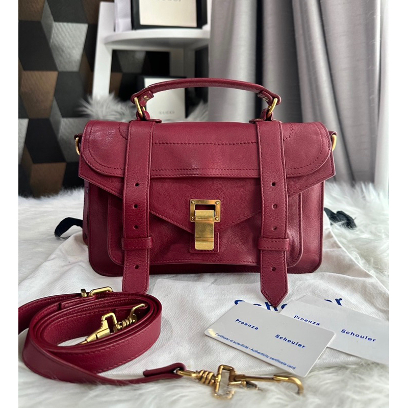 Proenza Schouler PS1 Tiny (burgundy) อะไหล่ทอง (ขนาด ฐาน10” สูง6.5” ลึก 3” )