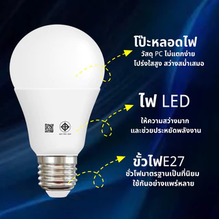 หลอดไฟLED สว่างมาก ราคาถูก มีมอก ใช้ไฟฟ้า220V ใช้กับขั้วหลอดไฟ E27 5W 7W 9W 13W 15W 18W 24W