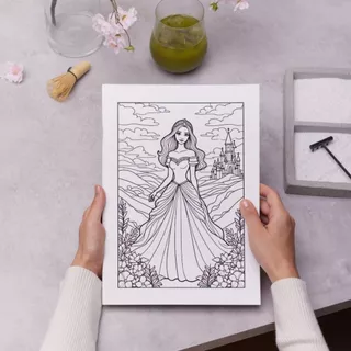 ชุดภาพระบายสีเจ้าหญิงแสนสวย ชุดที่ 1 มี 20 แผ่น / เลือกกระดาษได้