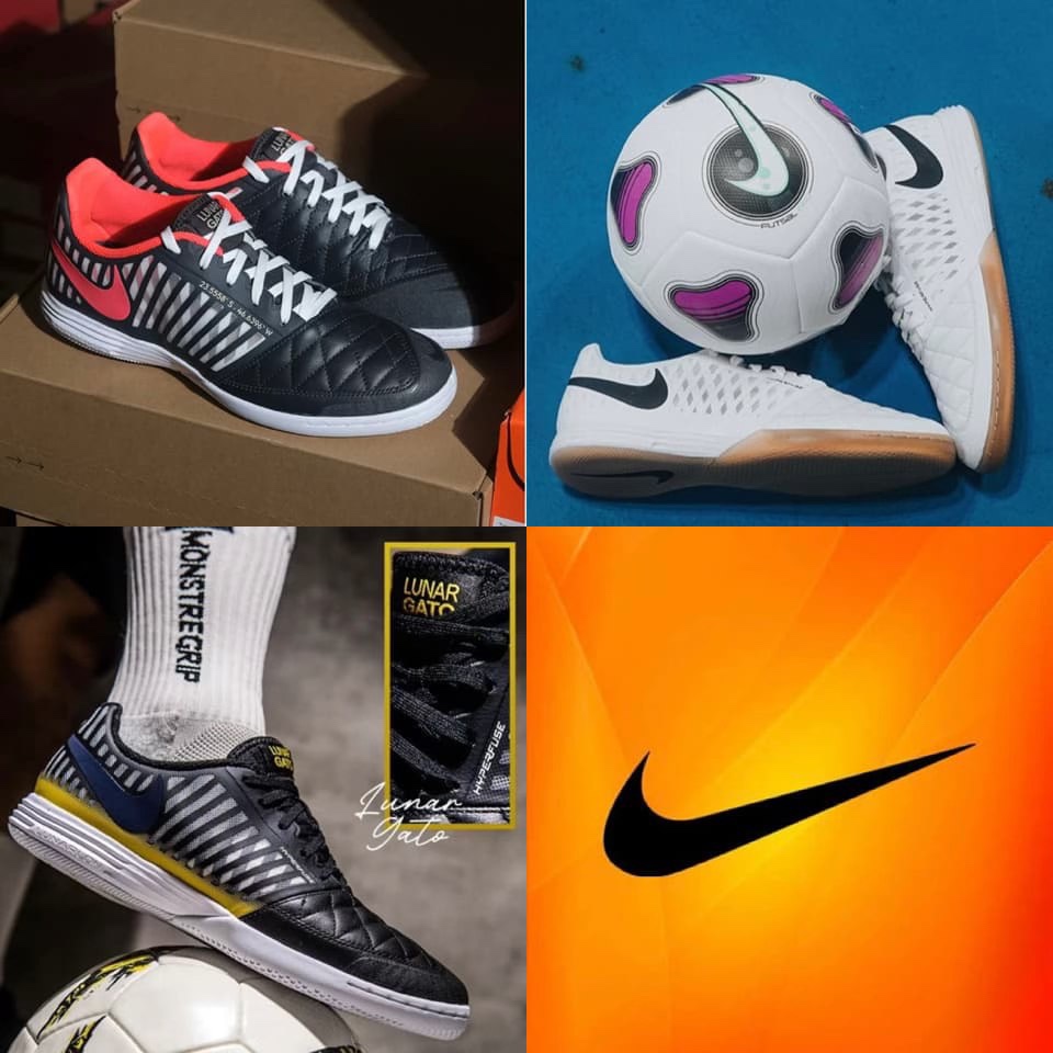 (รับประกันของแท้) (สินค้าพร้อมส่งในไทย) รองเท้าฟุตซอลไนกี้หนังแกะ NIKE LUNAR GATO