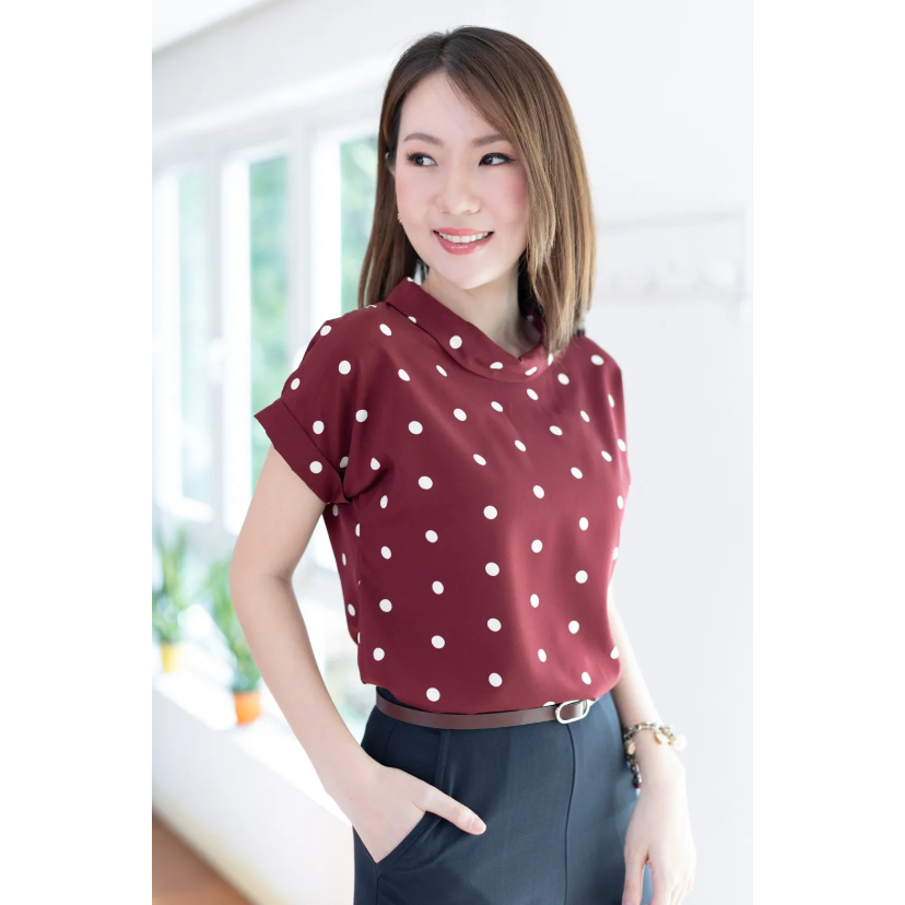 NEW Narinari : MT2514 เสื้อคอม้วนแขนล้ำ ทรงสบายๆ