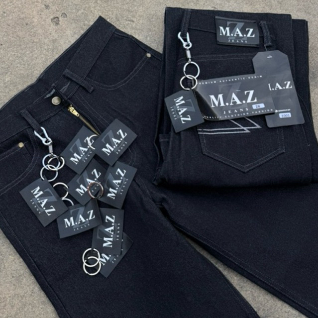 M.A.Z .16Oz กางเกงยีนส์ขากระบอกใหญ่แถมป้าย+เน้นปั้นเฟด แถมตะขอ+ป้ายฟรี