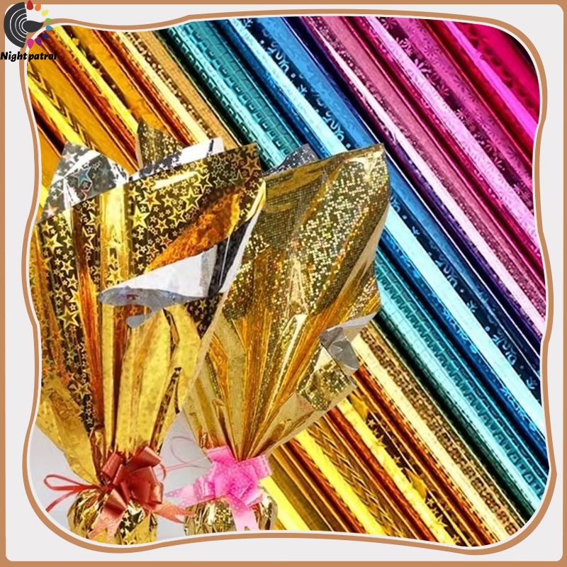 กระดาษเลเซอร์-ฟอยล์ห่อของขวัญ ขนาด 50*70 ซม 1แผ่น/สี สีเดียว
