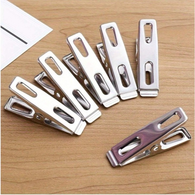 กิ๊บหนีบผ้าสแตนเลส คลิปหนีบผ้า stainless steel clothespin 10ตัว/แพ็ค ขนาด4.5CM.