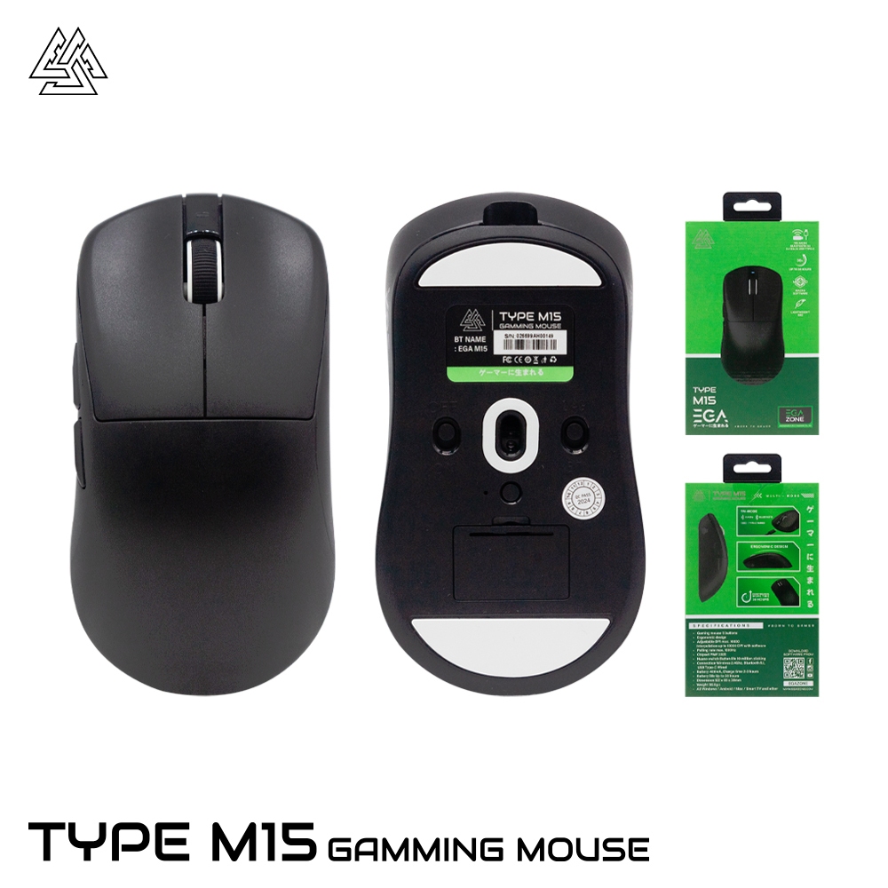 EGA Type M15 Gaming Mouse เมาส์เกมมิ่งไร้สาย Bluetooth/Wireless/Wired มี Macro Software