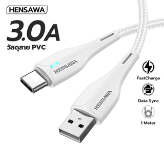 HENSAWA รุ่น US3098 สายชาร์จเร็ว 3A USB To L Micro Type-c สีดำ สายPVC 1m ชาร์จไว USB C Fast Charge Cable & Sync