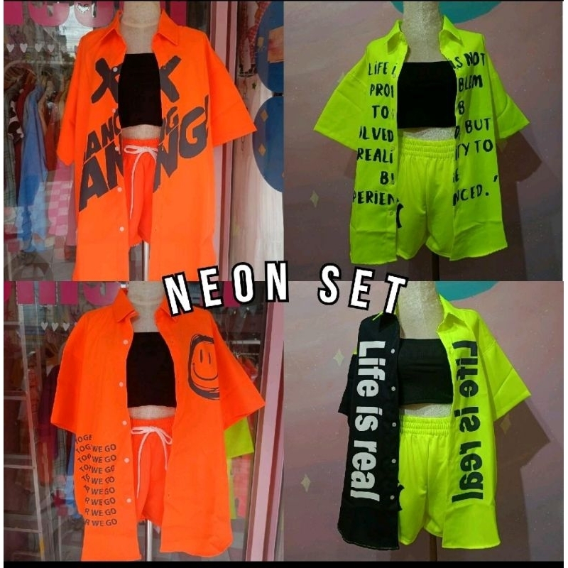 COVERSTREET ชุดสงกรานต์ ชุดนีออน เสื้อนีออน ชุดสะท้อนแสง เสื้อสงกรานต์ เสื้อ เชิ้ต