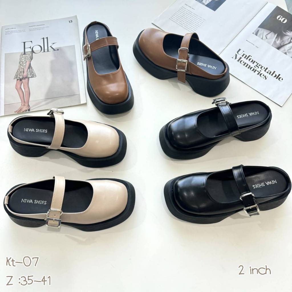 NIWA SHOES  รุ่นฮิตอีกแล้วค่าา รองเท้าแฟชั่น รองเท้าส้นตึก  งานตามหา🩰 รหัสสินค้า KT-07
